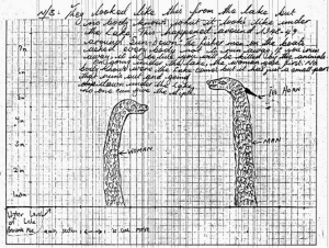1948 Mokele Mbembe drawing by AS Arrey at Lake Barombi Mbo Cameroon