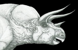 Ceratopsian with frill folded back-black